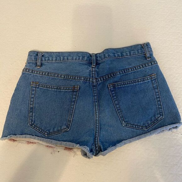 Red white blue flag blue jean shorts - Picture 2 of 2